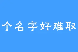 这个名字好难取吧