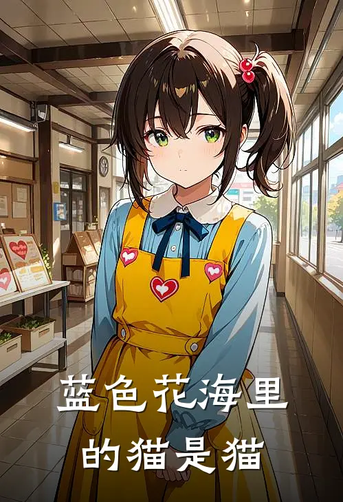 蓝色花海里的猫是猫